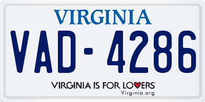 VA license plate VAD4286