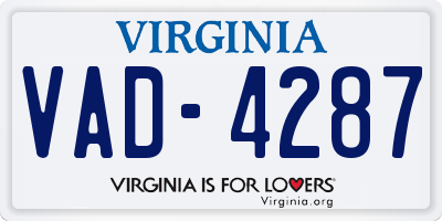 VA license plate VAD4287