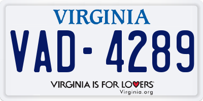 VA license plate VAD4289