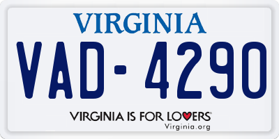 VA license plate VAD4290