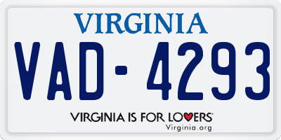 VA license plate VAD4293