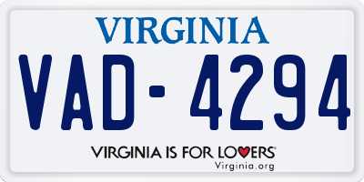 VA license plate VAD4294