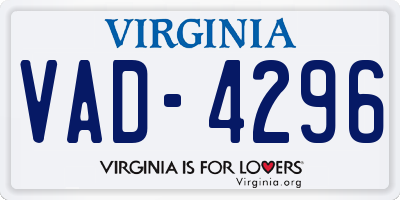 VA license plate VAD4296