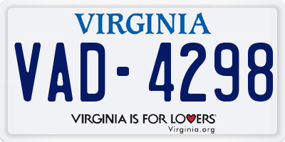 VA license plate VAD4298