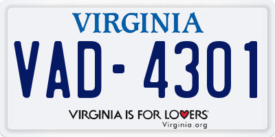 VA license plate VAD4301