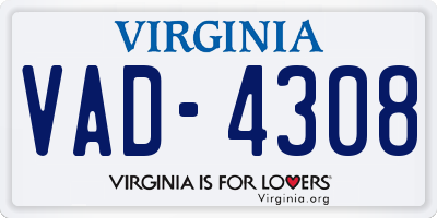VA license plate VAD4308