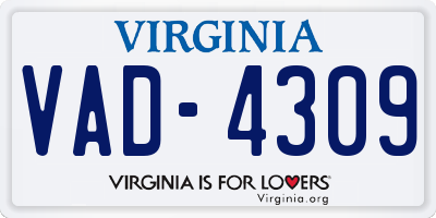 VA license plate VAD4309