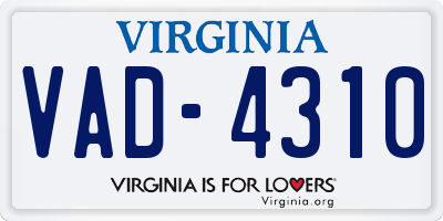 VA license plate VAD4310