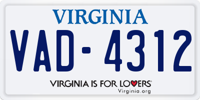 VA license plate VAD4312