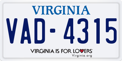 VA license plate VAD4315
