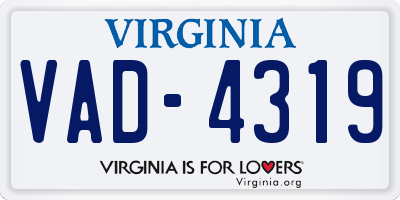 VA license plate VAD4319