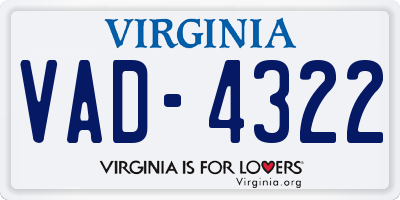 VA license plate VAD4322