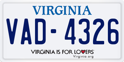 VA license plate VAD4326
