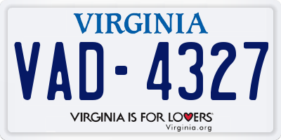 VA license plate VAD4327