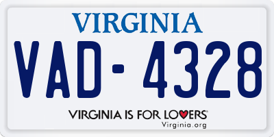 VA license plate VAD4328