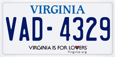 VA license plate VAD4329