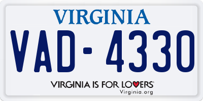 VA license plate VAD4330