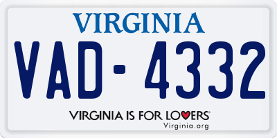VA license plate VAD4332