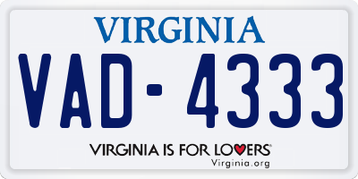 VA license plate VAD4333