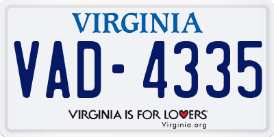 VA license plate VAD4335