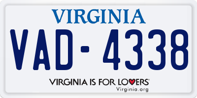 VA license plate VAD4338