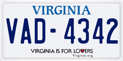 VA license plate VAD4342