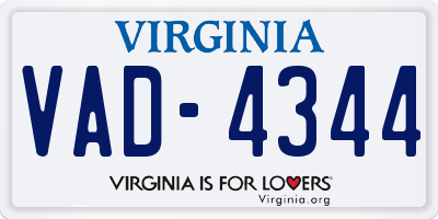 VA license plate VAD4344