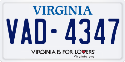 VA license plate VAD4347