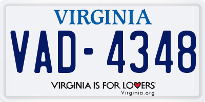 VA license plate VAD4348