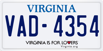 VA license plate VAD4354