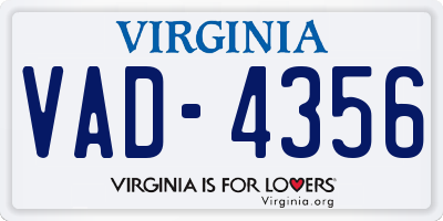 VA license plate VAD4356