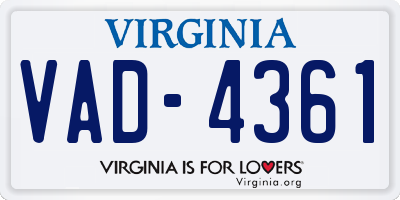 VA license plate VAD4361