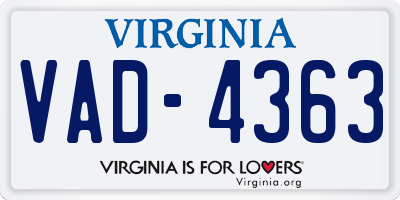 VA license plate VAD4363