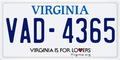 VA license plate VAD4365