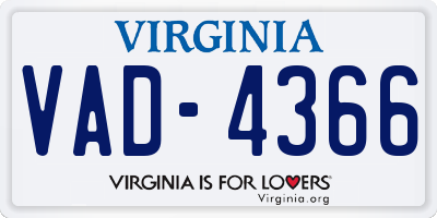 VA license plate VAD4366