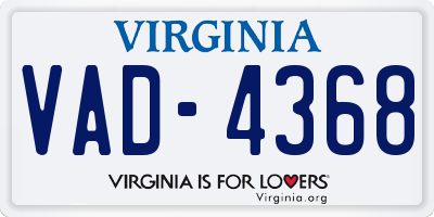VA license plate VAD4368