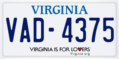VA license plate VAD4375