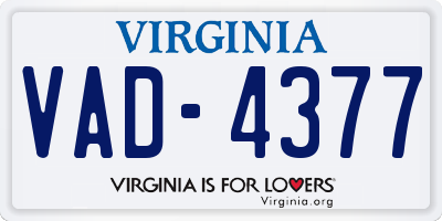 VA license plate VAD4377