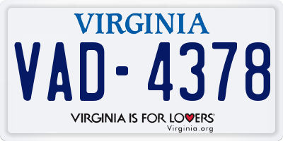 VA license plate VAD4378