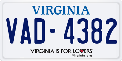 VA license plate VAD4382