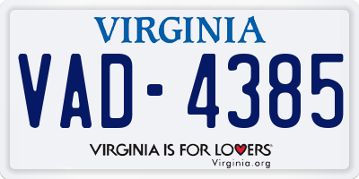 VA license plate VAD4385