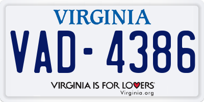 VA license plate VAD4386