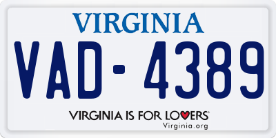 VA license plate VAD4389
