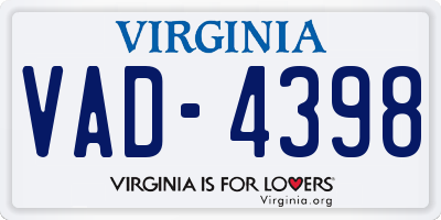 VA license plate VAD4398