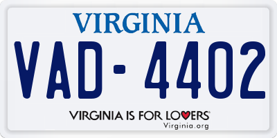 VA license plate VAD4402
