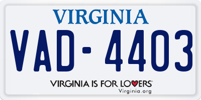 VA license plate VAD4403
