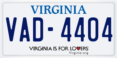 VA license plate VAD4404