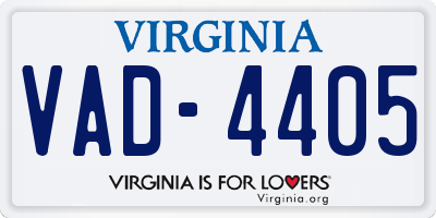 VA license plate VAD4405