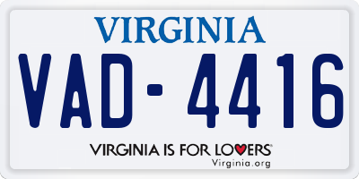 VA license plate VAD4416