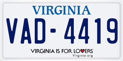 VA license plate VAD4419